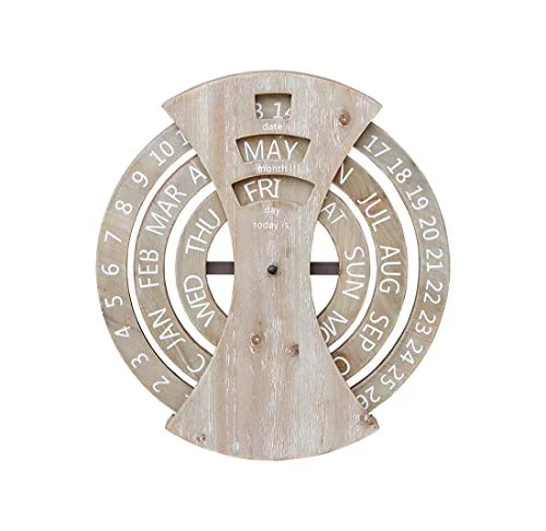 Custom Circular Spinning Perpetual Calendar Wall Mounted Wooden Concentric Calendar For Decor