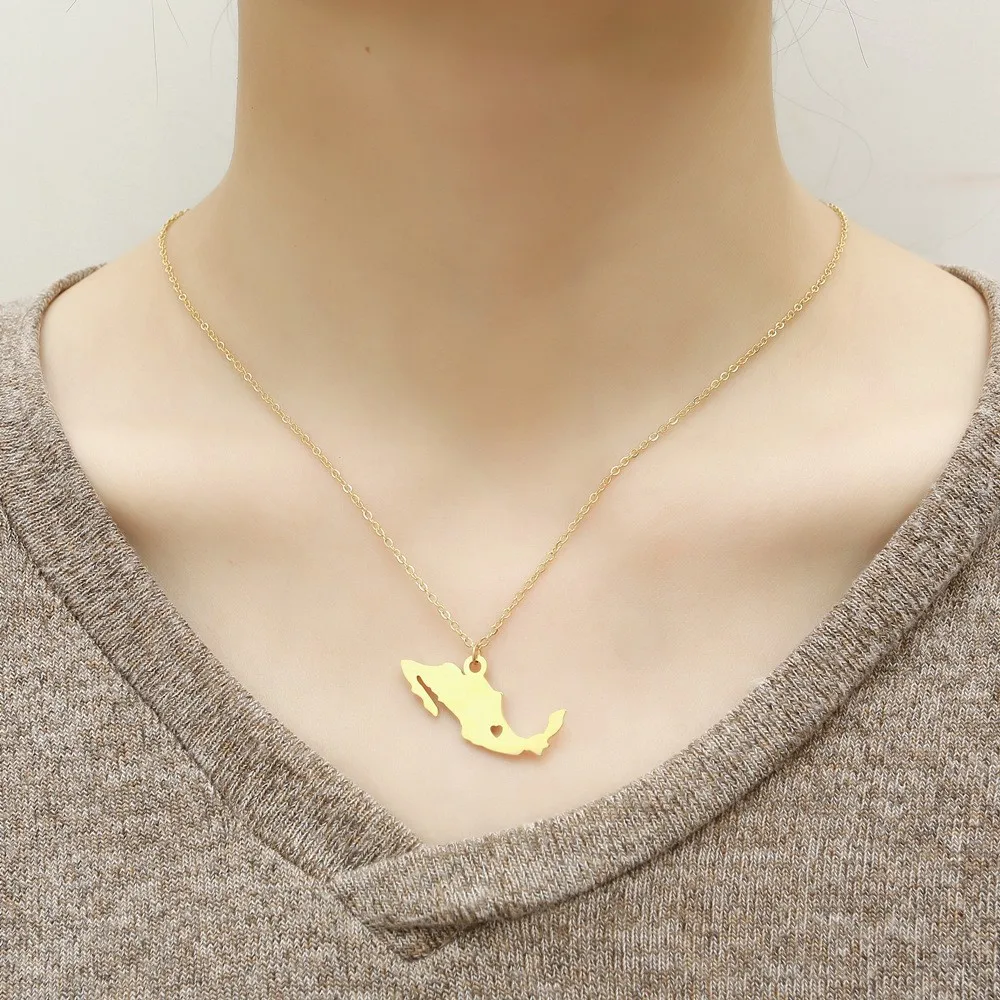 Creative Gold Plated National City Map Pendant Necklace No Fade Stainless Steel Portugal Uk Necklace For Women Men Jewelry Gifts