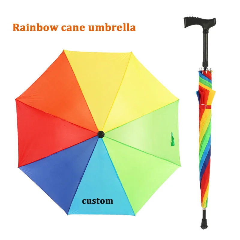 Manufacturers Direct Sales Multi-functional Elderly Umbrella Rainbow Walking Stick Weather Umbrella for Climber