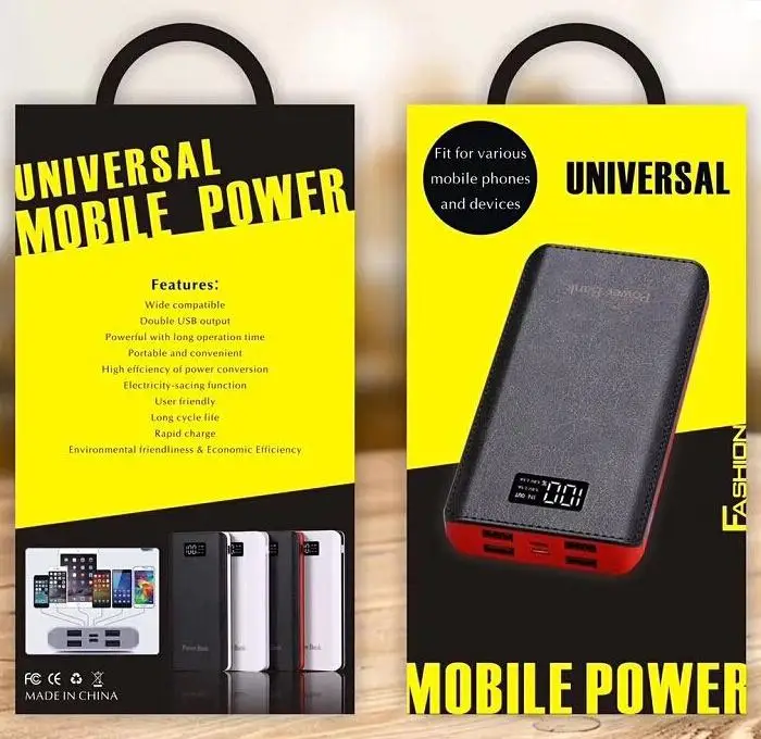 
Large Capacity 4 USB Power Bank with LCD and Flashlight 