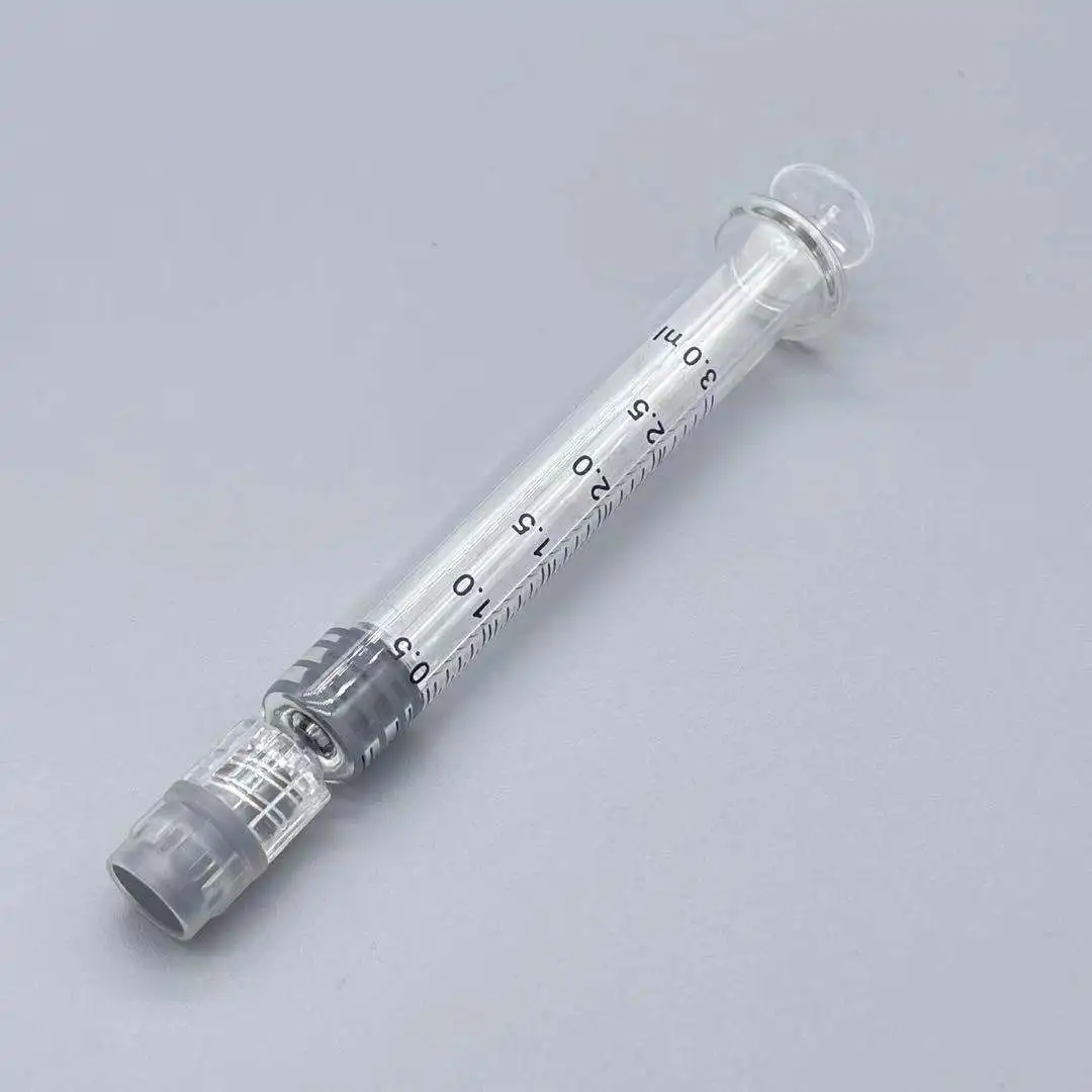 factory sale 3ml medical grade Luer lock Glass Prefilled Syringe