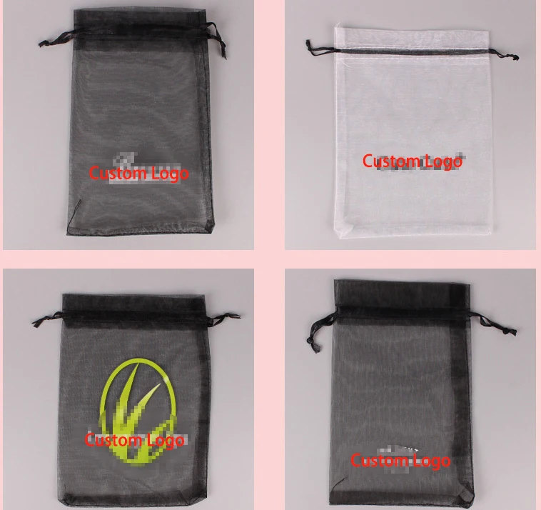 Wholesale 24 Colors Different Size Organza Bags Women Makeup Jewelry Gift Drawstring Organza Bag With Customized Logo