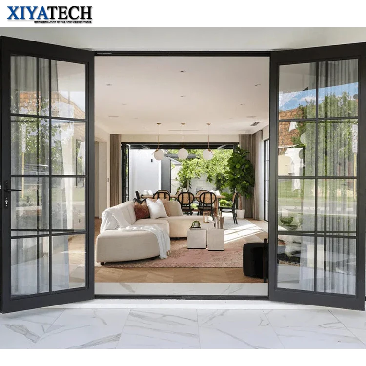 XIYATECH Factory customization modern house interior white aluminium french doors with fiberglass front entry exterior door