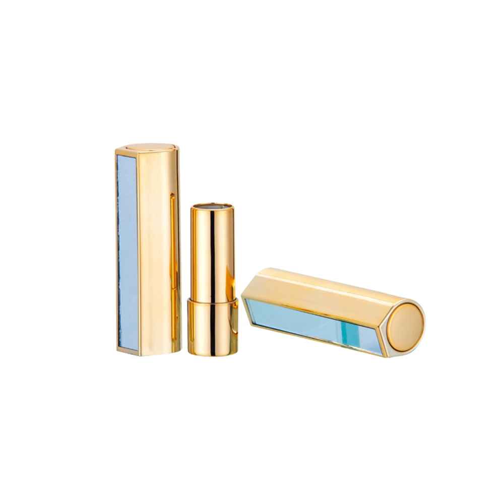 Lipstick Tube Rose Gold Shape Plastic Empty Slim Cosmetic Tubes Lipstick Container with Mirror Cosmetic Packaging LS-418 QIAOYI