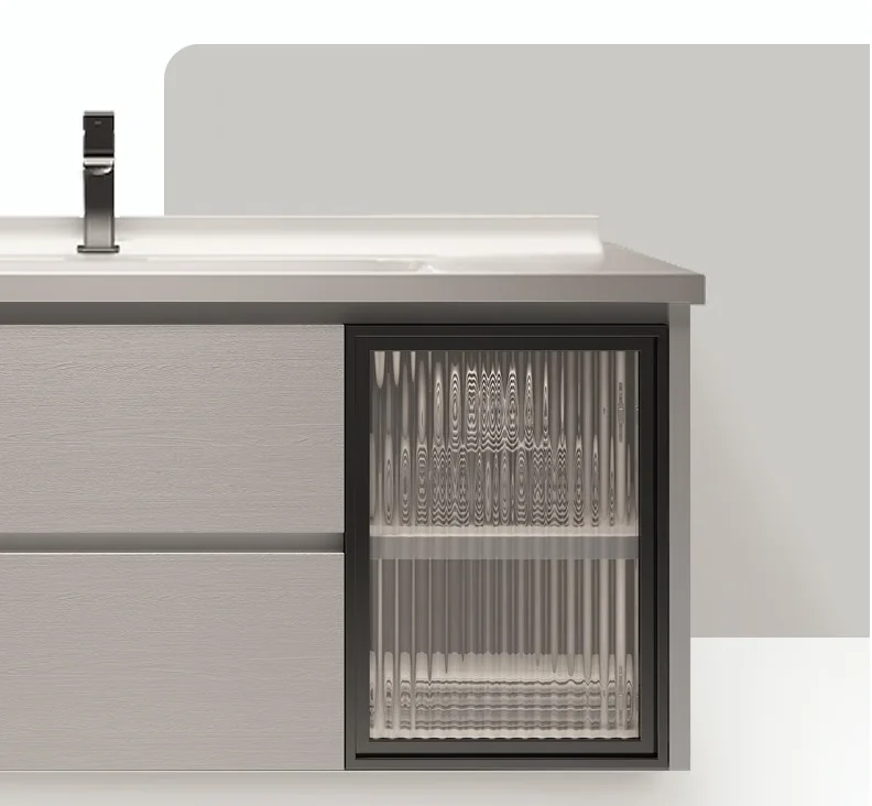 smart vanity wooden panel bathroom cabinet with mirror