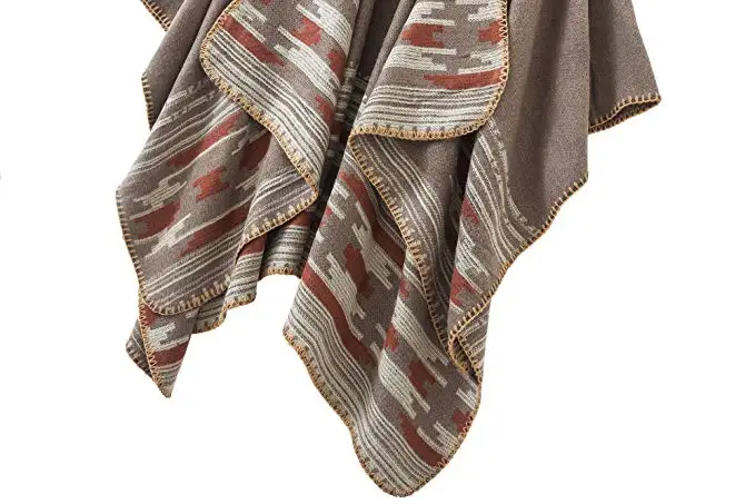 Factory supply china manufacturer Cashmere Poncho 2022 Winter Stripe Wool Custom Mexican Poncho For Woman