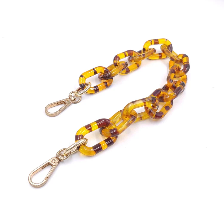 CH2412 Plastic Acrylic Special Buckles Link Chain Acryl Resin Purse Chains Wholesale Tortoise Acrylic Chunky Chain