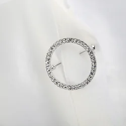 Amazon Eyeglasses Holder Brooch Reading Glasses Holder Simple Crystal Rhinestone Round Circle Ring Pin Brooch