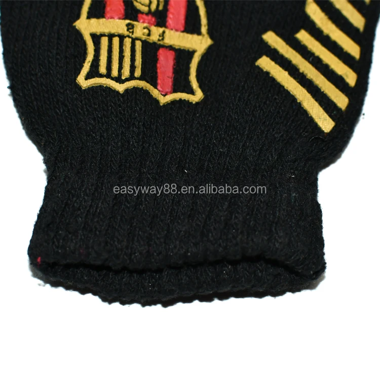 cheap customized logo promotional gift knit gloves for football team/spanish city soccer team club knitted gloves for fans