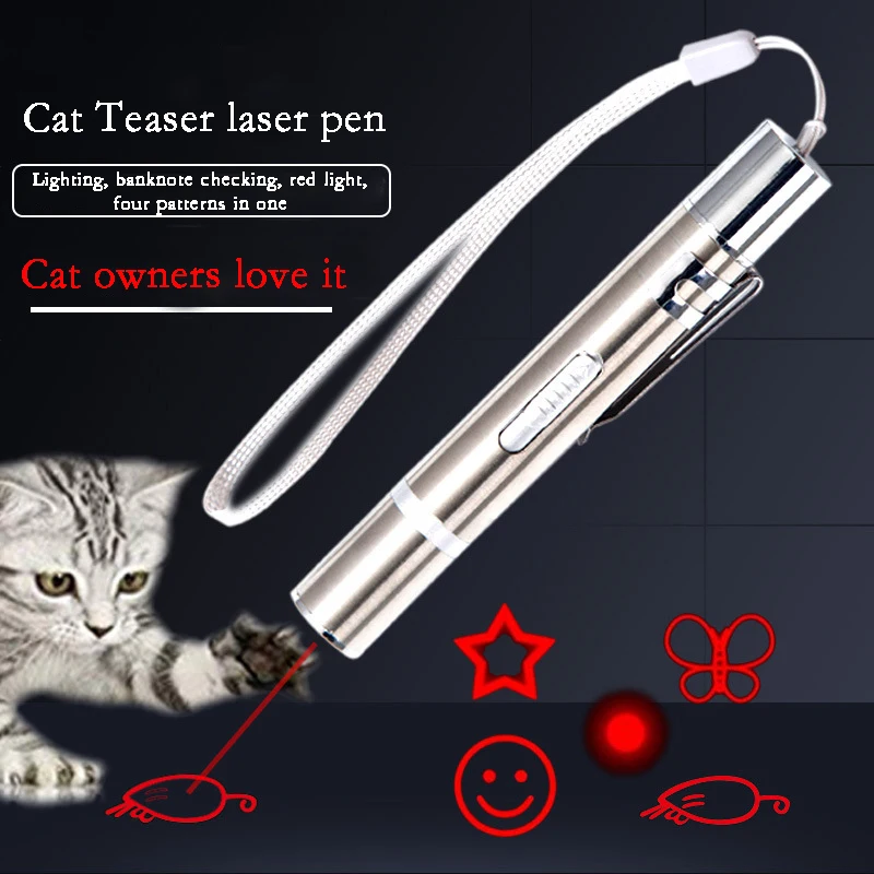 Interactive USB Rechargeable Cat Pointer Chaser Laser Toy Electronic Led 7 In 1 Cat Toys Handheld Pet Laser Point Cat Toys