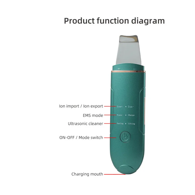 Factory Portable Ion Ultrasound Facial Skin Rejuvenation Spatula Face Peeling Ultrasonic Skin Scrubber