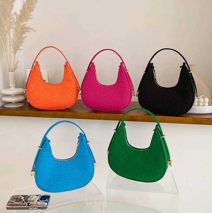 2023 Crocodile Print PU Felt cloth Crossbody Hobo Bag Alligator Leather Shoulder Underarm Bag Handbag