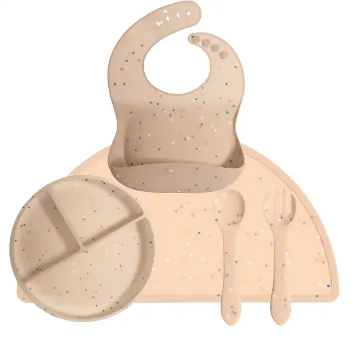 2024 baby products ideas beige aquamarine green colored lovely cartoon silicone silicon baby cat dinosaur plate new arrival