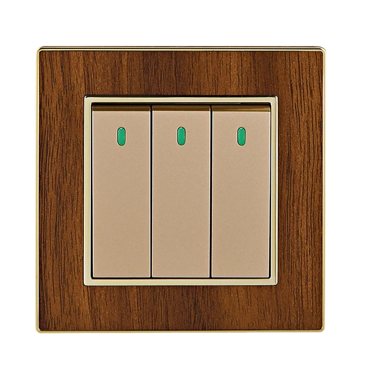 New design Gold waterproof PC material 3 gang eu wall switch panel for home