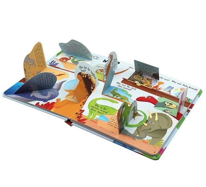 Yimi paper Custom Pop up Dinosaurs English Educational 3D Flap Picture Books Baby Children Reading Book Printing for Kid