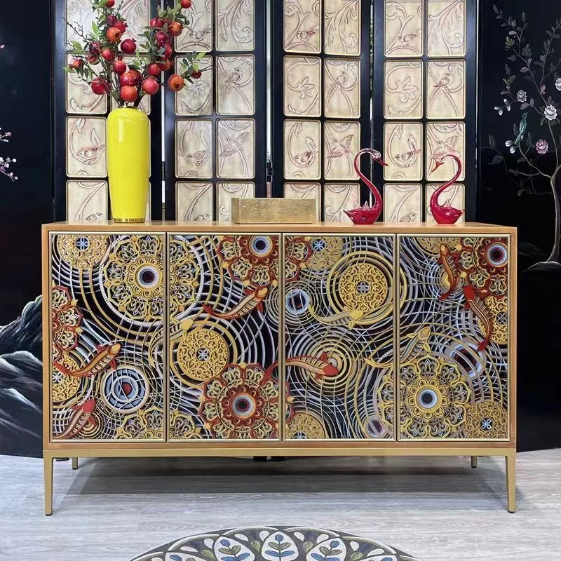 Italian solid wood six bucket cabinet bedroom living room storage cabinet painted table side storage cabinet