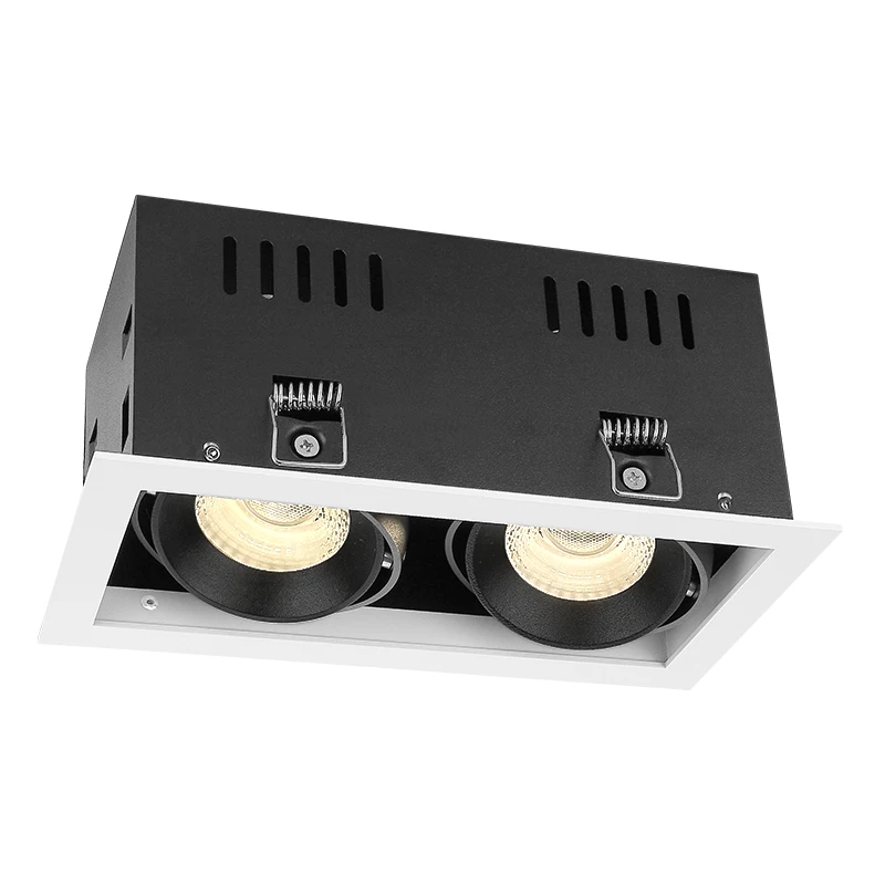 5W 7W 10W 12W 15W Square 2 Heads 3 Adjustable Led Cob Grille Light Recessed Downlights Ceiling lighting Dimmable