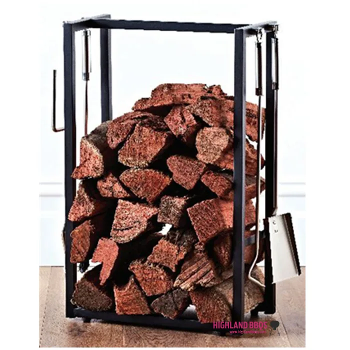 Black Steel Fireplace Wood Holder Fireside Log Storage Firewood Rack Fireplace Tool Sets Rack Holder Indoor Outdoor