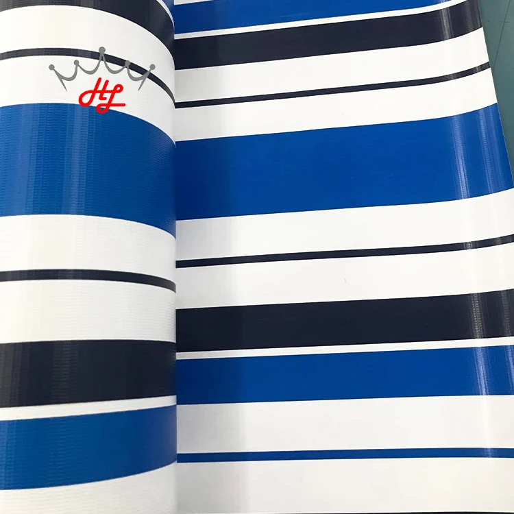 HL 1000D PVC Fabric Tarpaulin 1mm PVC Tarpaulin Striped Awning Fabric for Awnings