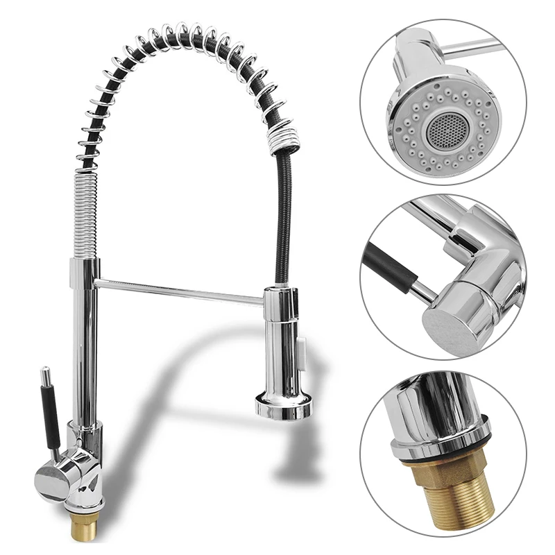 360 Degree Rotatable Kitchen Fan Faucet Sprayer Kichen Faucet Single Handle Hot Cold Water Graphic Design Pull Down Brass Body