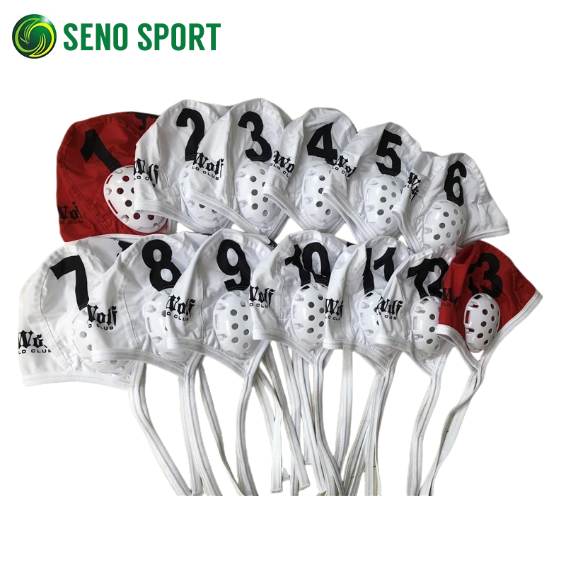 Black/White PBT Water Polo Field Cap With Numbers