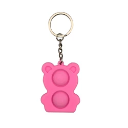 Bear Mini Push Bubble Sensory Toy Keychain Autism Squishy Stress Reliever Toys for Adult Kids Relief Funny Fidget Toys