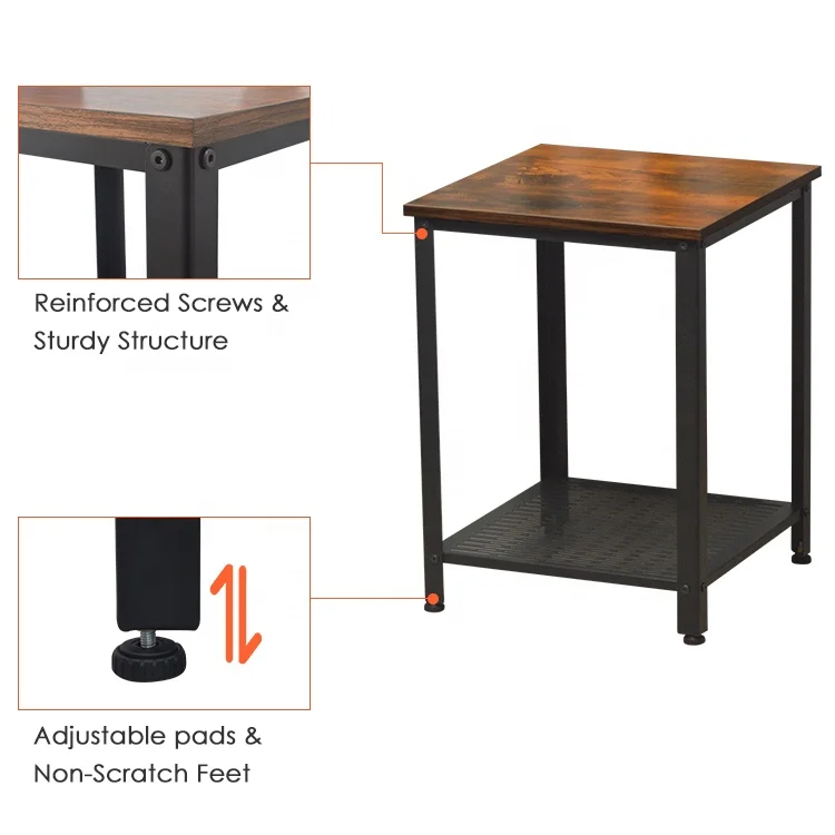 Wholesale Factory Price Contemporary Bedside Wood And Iron End Table Very Small Side Table