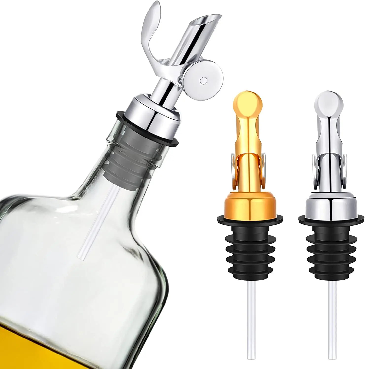 Liquor Olive Oil Pour Spout Shot Custom Bottle Red Whisky Gold Stainless Steel Wine Pourer