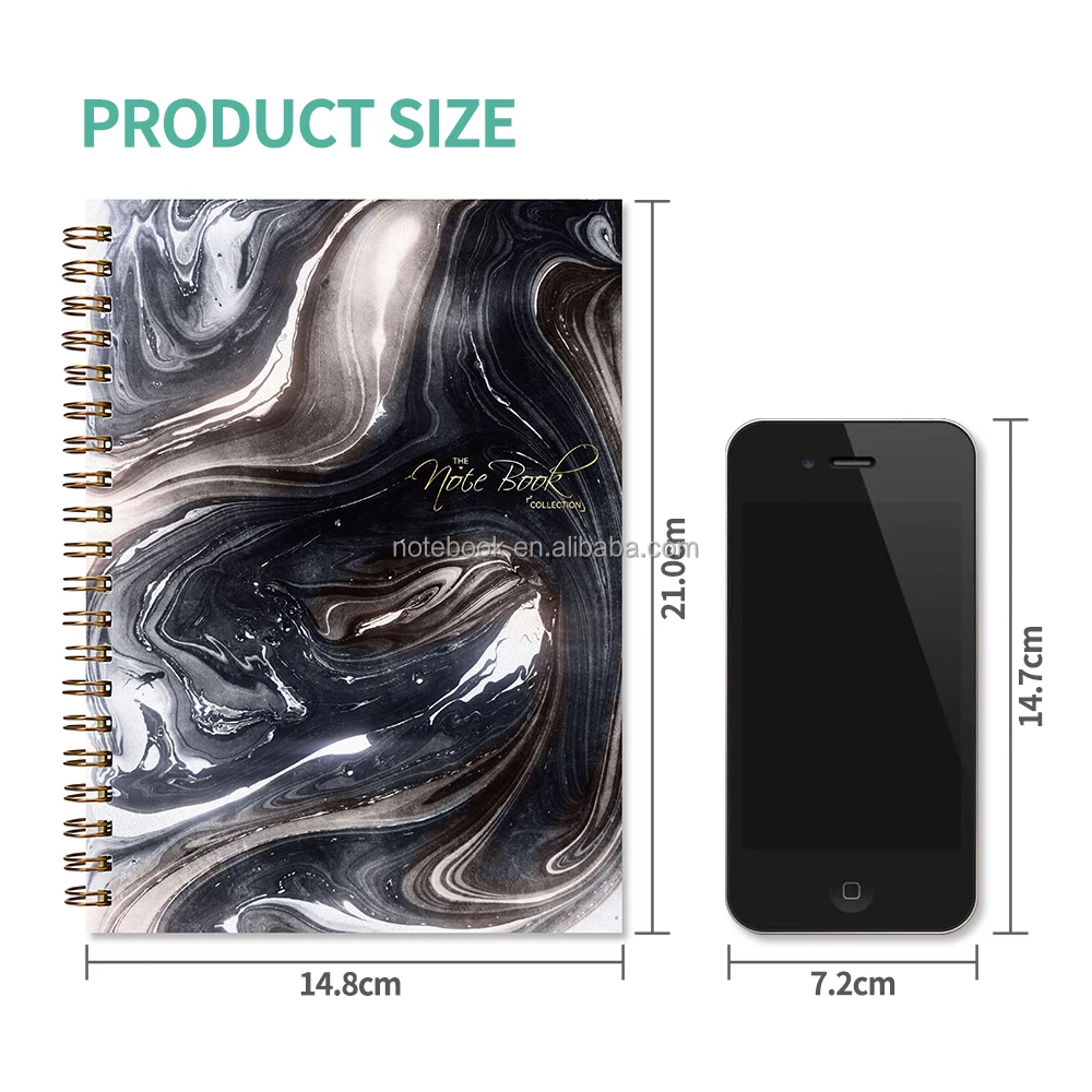 Premium dotted notebook planner custom printing, marble texture gold foil cover a4 b5 a5 a6