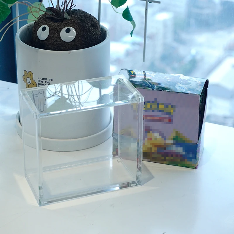 Wholesale acrylic pokemoned cards booster box display case with magnetic lid