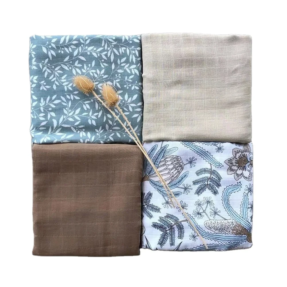 Good breathable baby muslin fabric oem organic black and white muslin baby swaddles customized
