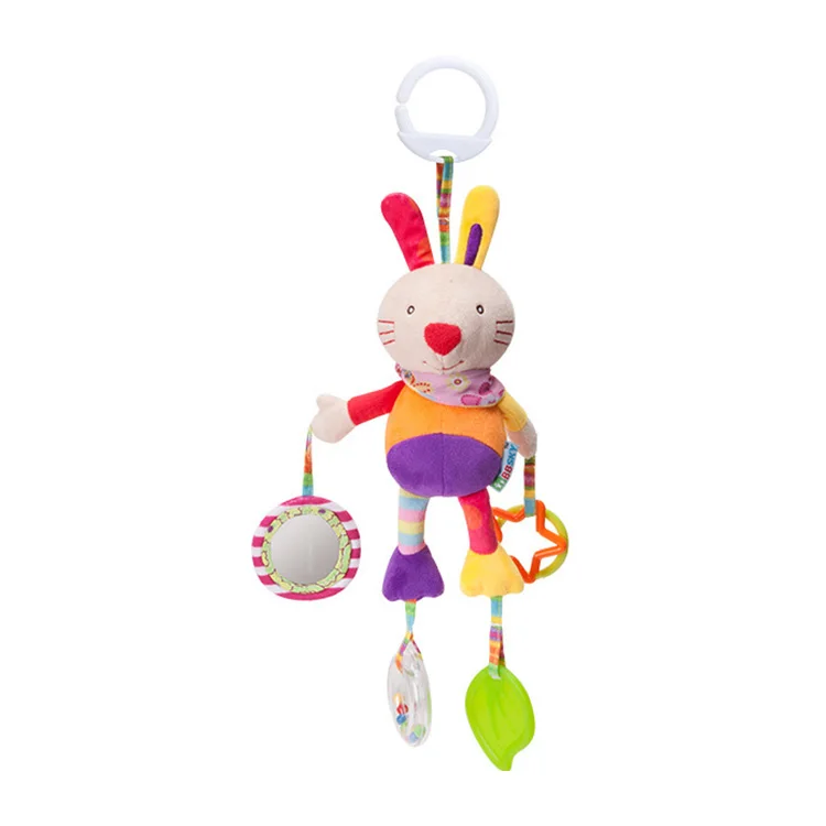 Rabbit infant Animal rattle teether Stroller hanging toy New born babies toy B003E
