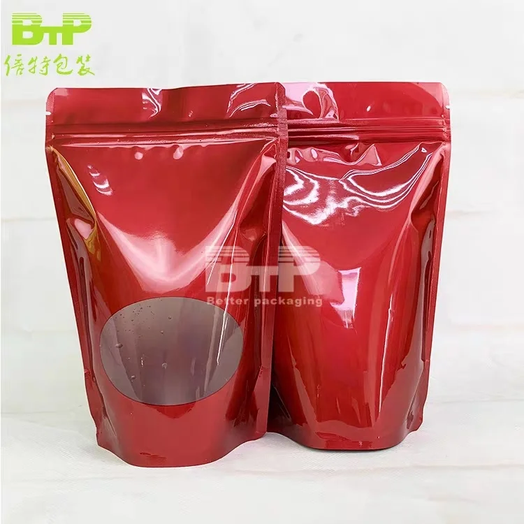 Food Grade Resealable Ziplock Stand up Pouch Waterproof bag with window for Dry Food Tea