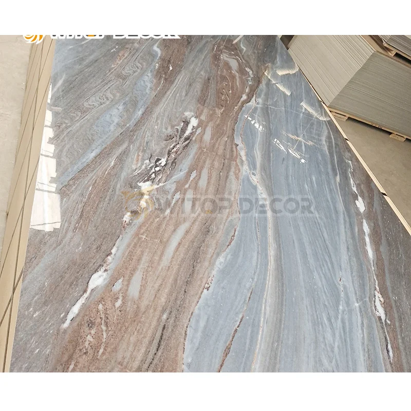 Factory price waterproof latest design golden line uv board pvc marble sheet for hotel decoration