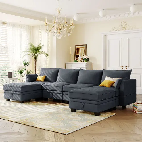 China Manufacture Factory Sectional Velvet 5 Seaters Convertible Sofa Beds Multifunction Sleeper Sofa Com Bed Sofa Set Furniture