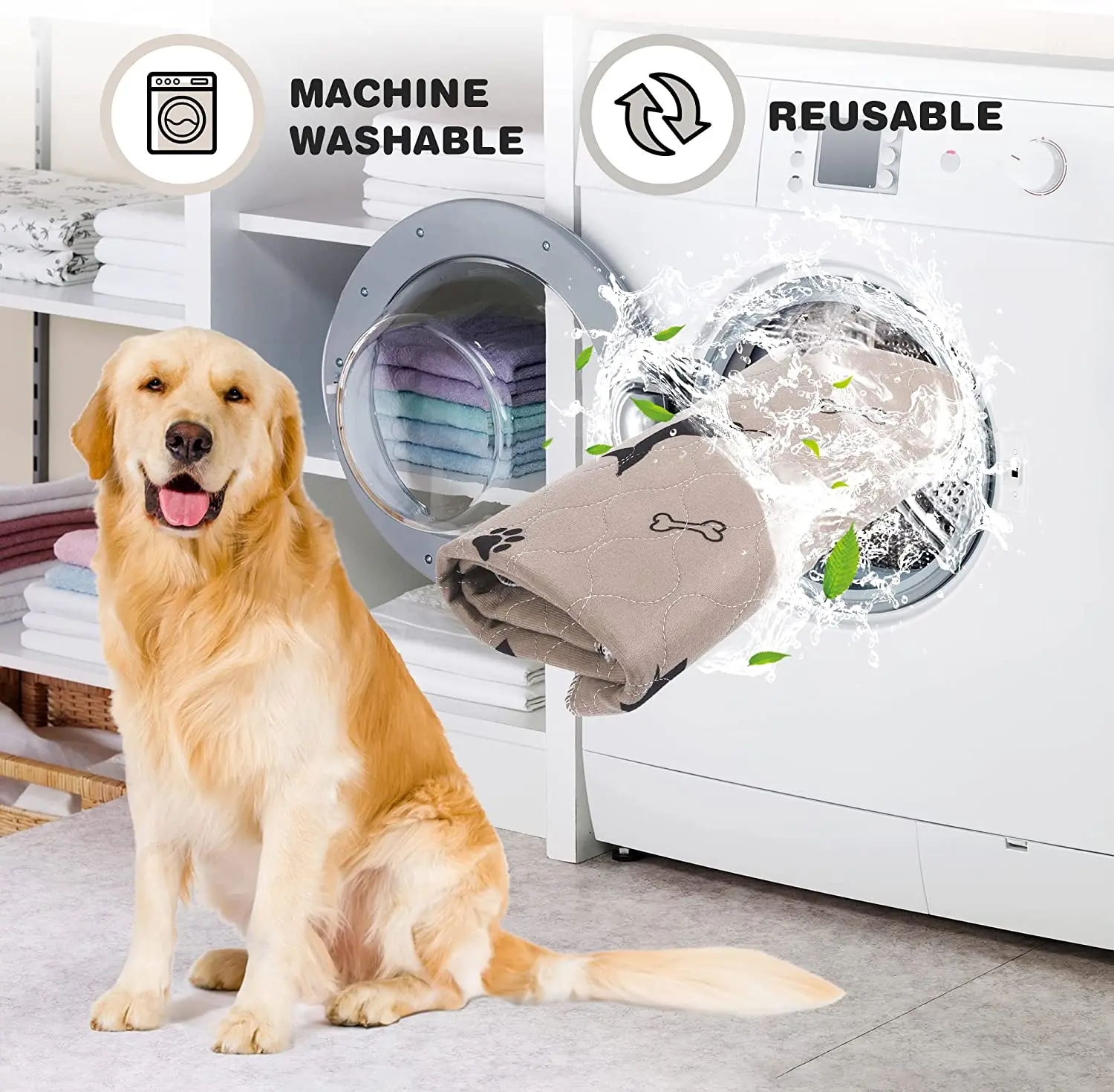 Augenstern Dog Pee Pads Reusable Puppy Pads Non Slip Resistant Pet Crate Mat  Absorbs Urine dog toilet mat