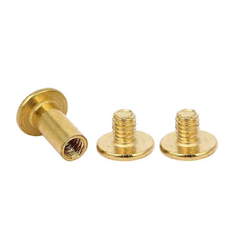 China custom m2 m5 m8 1/8 book binding post rivets slotted chicago screw brass male and female screws