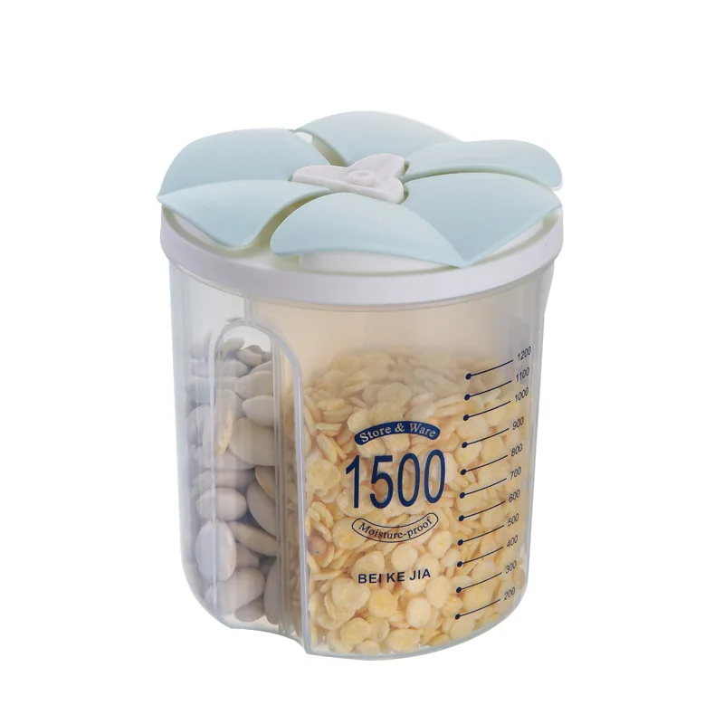 New style round shape plastic kitchen air tight storage container  3 compartment food container for home