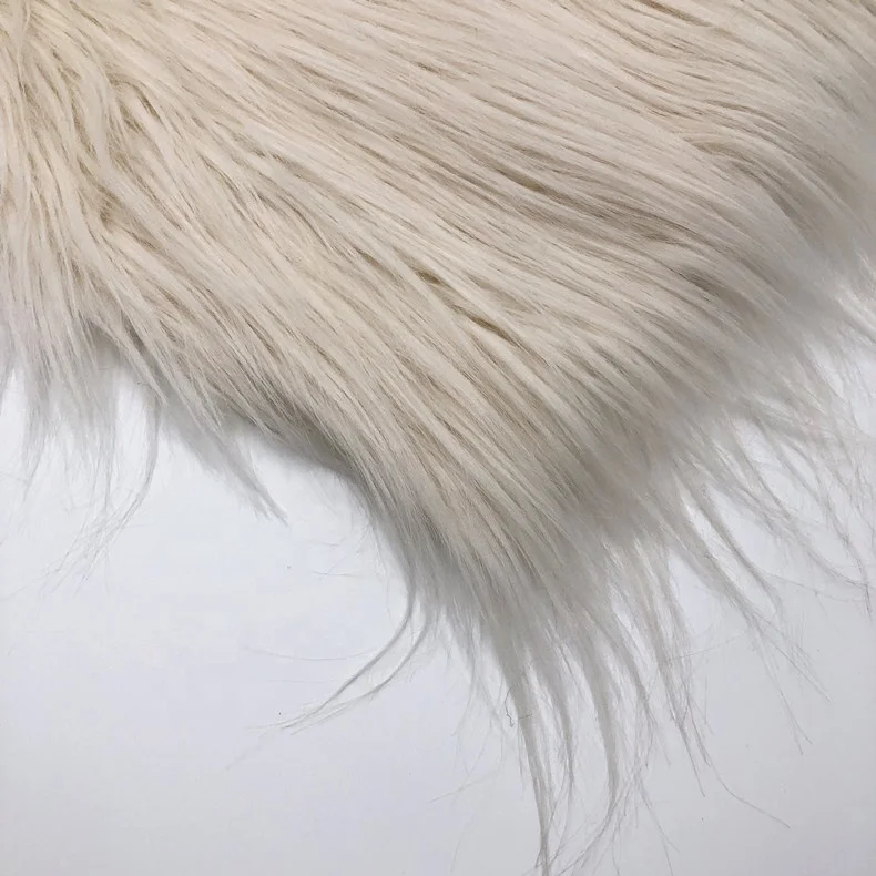 Factory Outlet White Long Hair Faux Fur 100% polyester fur fabric