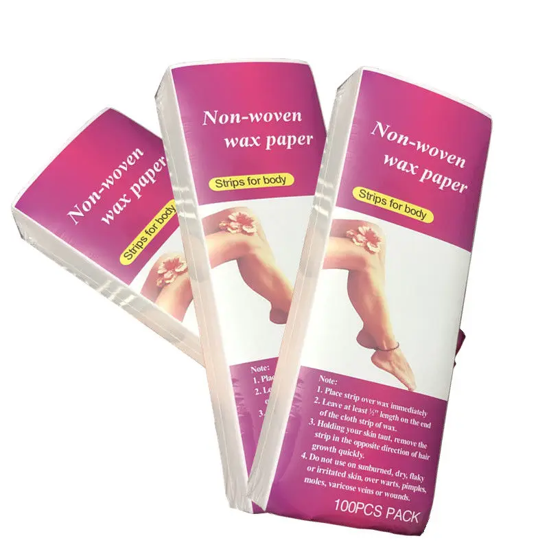 2022  Hair Removal Wax Paper 100Pcs Disposable Wax Strips High Quality Non Woven Fabric Bags White Beauty Depilatory Wax Strips