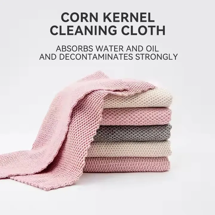 Custom Reusable Corn Kernel Thickened Absorbent Microfiber Wiping Towels Microfiber Cleaning Cloths Kitchen Cleaning Towels