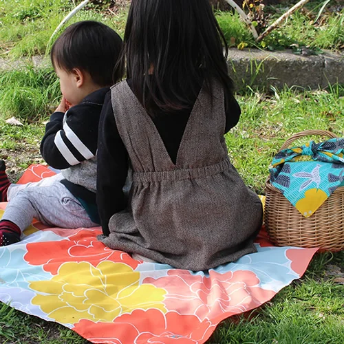 Traditional Motif Peony Orange High Quality Dining Picnic Table Cover Cloth Waterproof Tablecloth