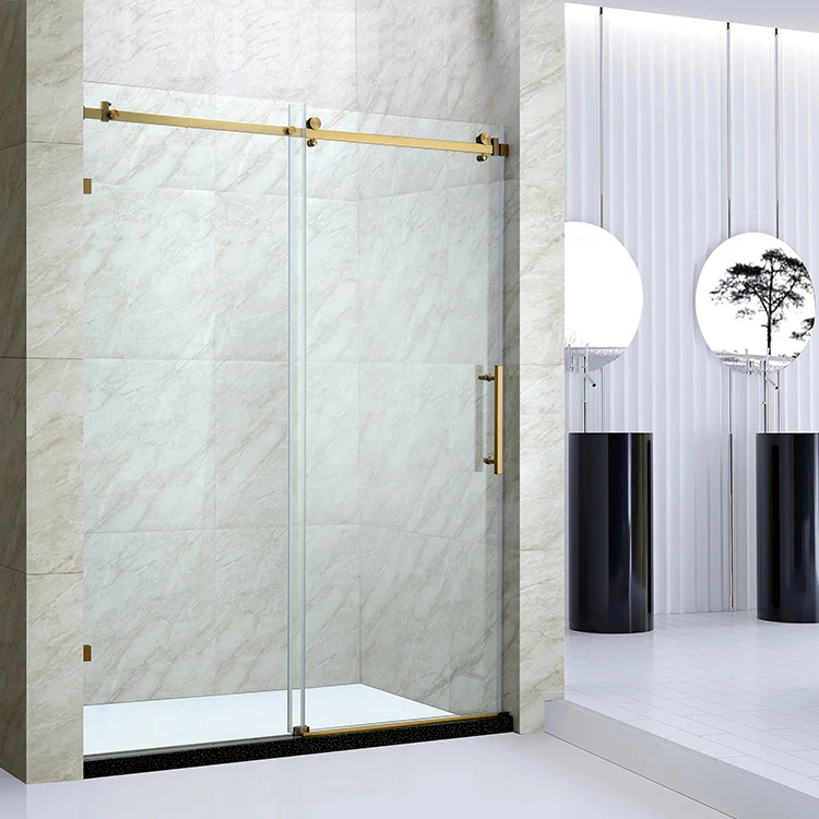 High Quality Matt Black Gold Sliding Glass Door Shower Enclosure Rooms Bathroom