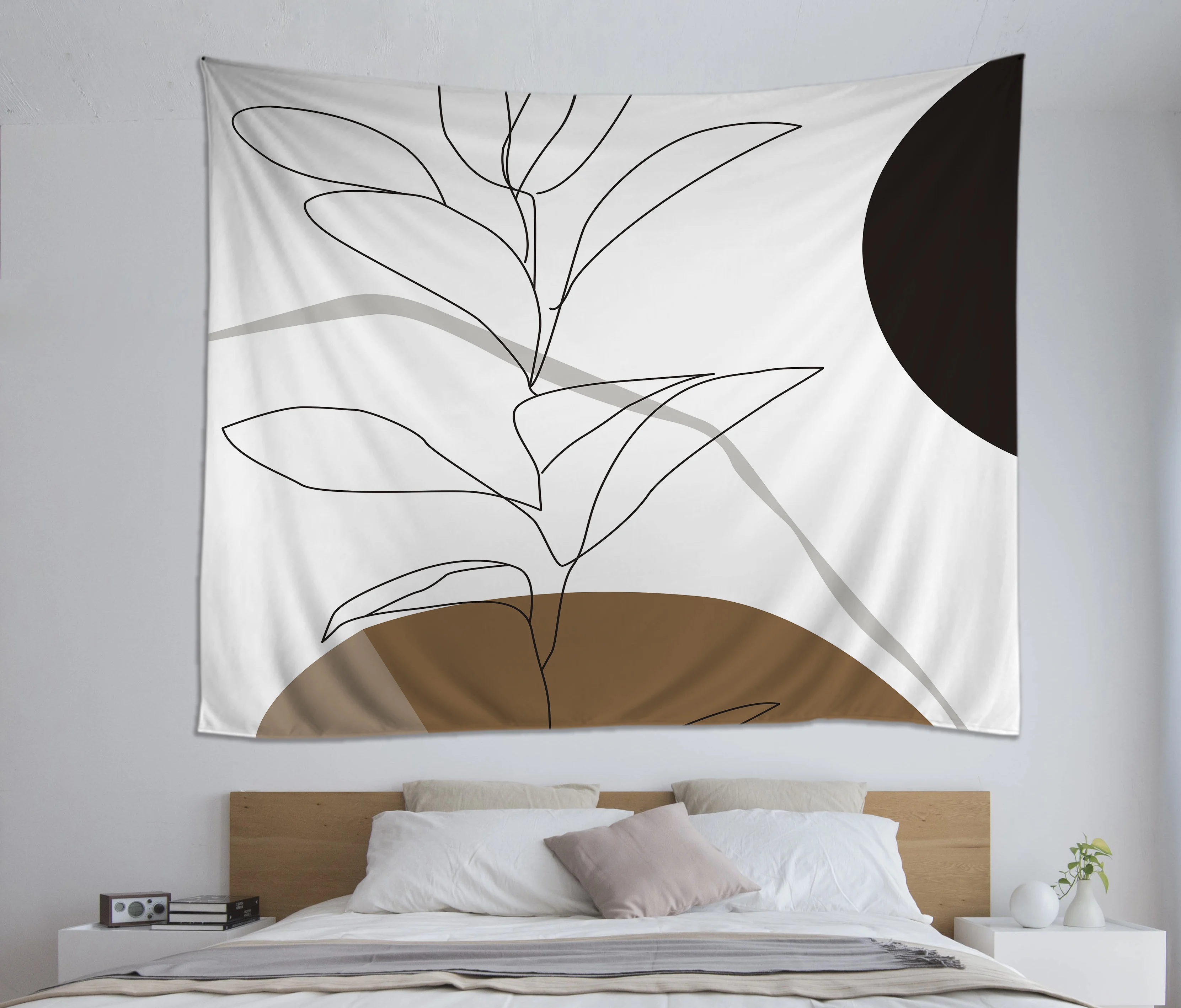 Wall hanging cloth personalized custom digital printing tapestry with line woman sunset wall tapestry for bedroom