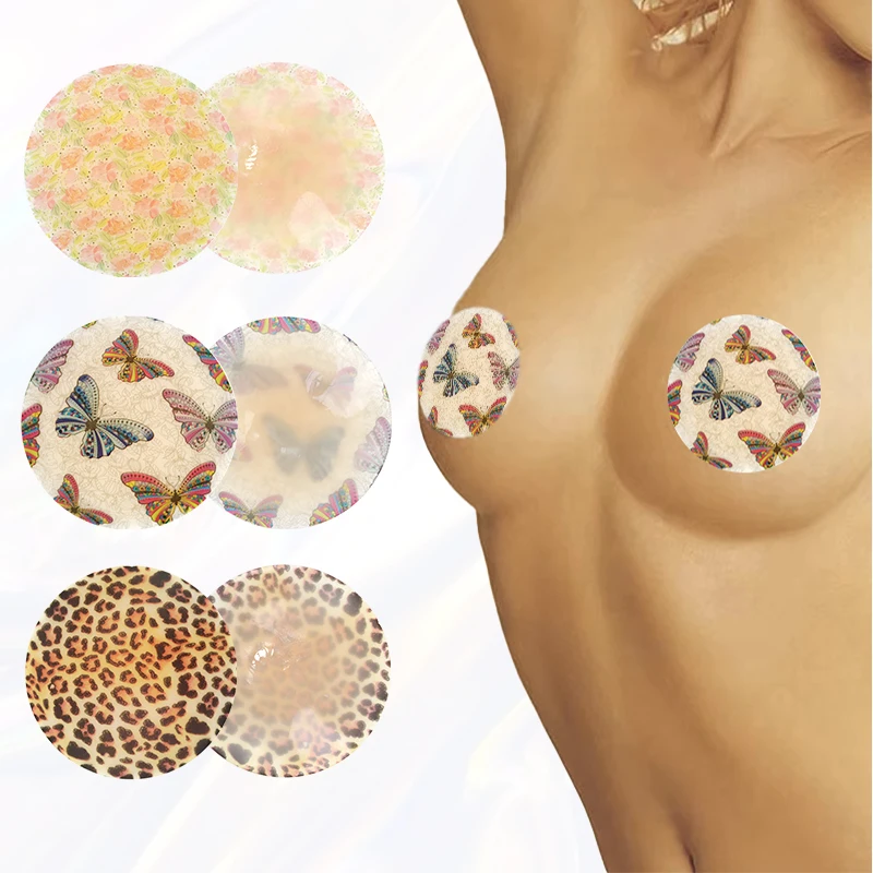 Reusable Invisible Pattern Silicone Nipple Cover Self Adhesive Breast Chest Bra Lift Pasties Pad Mat Stickers for Woman