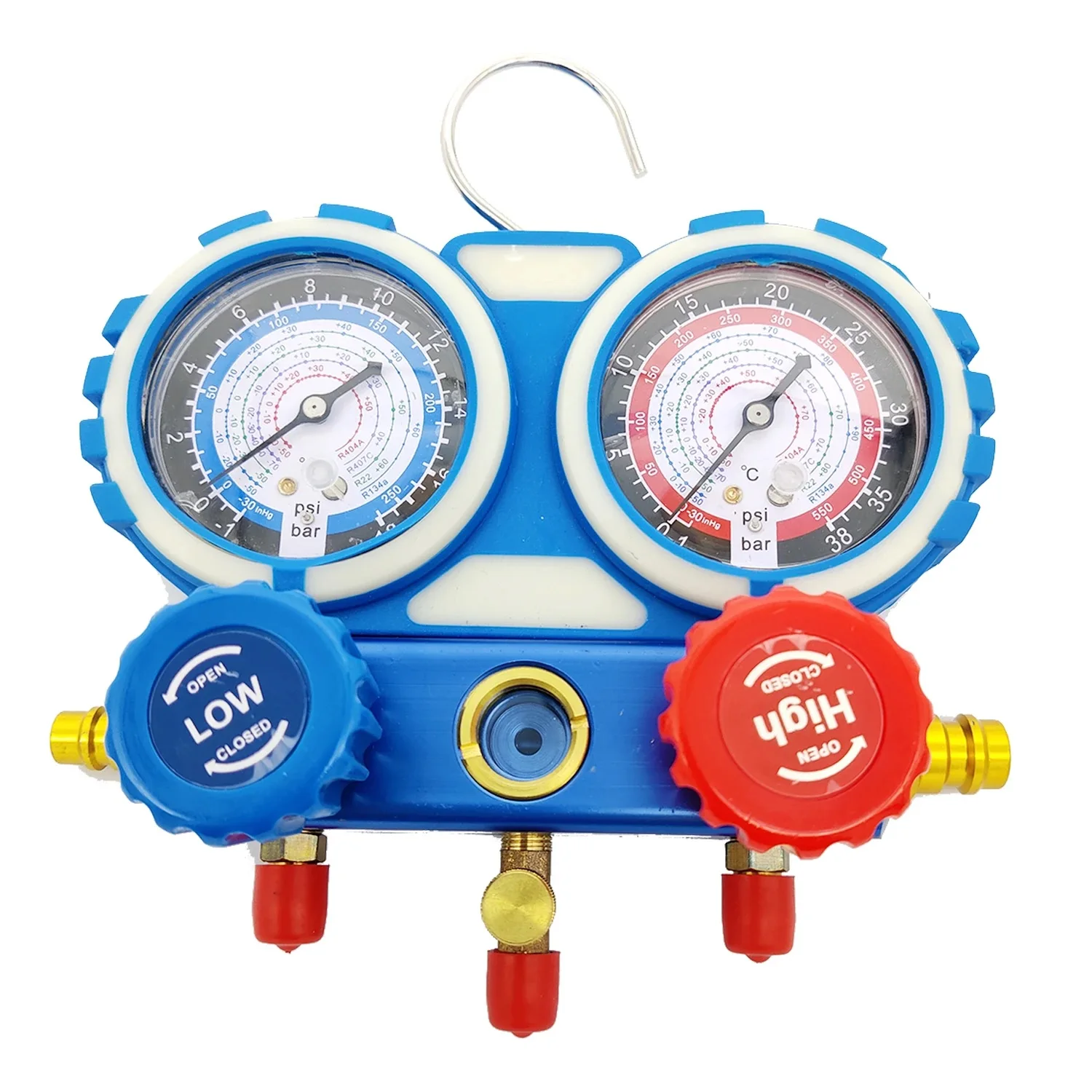 FOR R134 R22 R404A R407C Double Valve Pressure Gauge Car Air Conditioning Refrigerant Freon Seal Rings Diagnostic Repairing