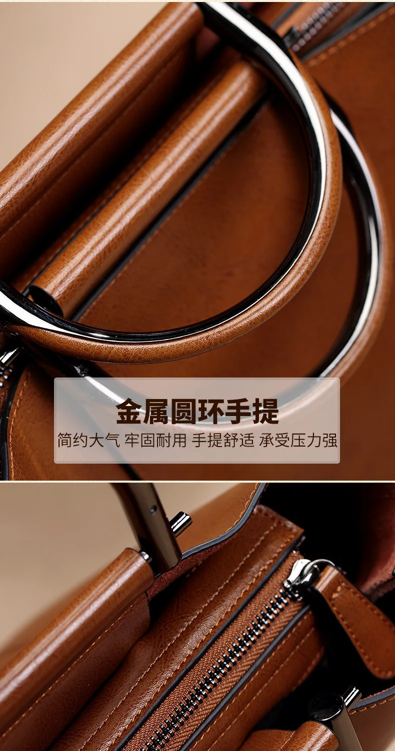 Hot Sale Luxury Genuine Leather Women Shoulder Bag Office Lady Phone Paid Umbrella Key Cosmetic Handbags