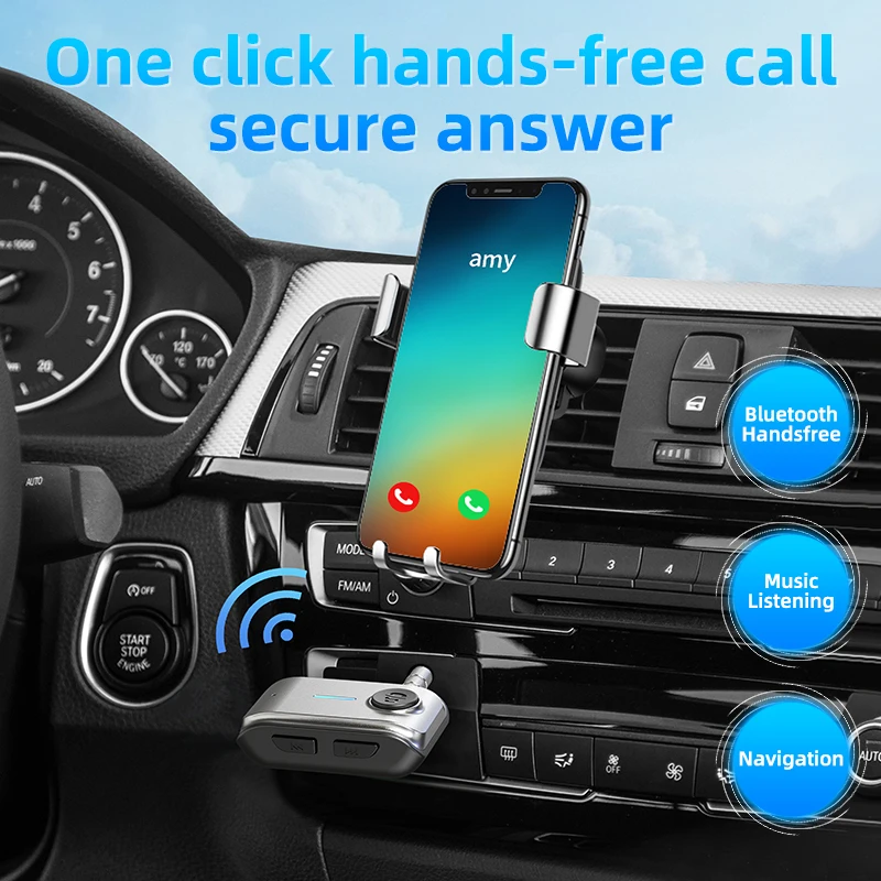 Bluetooth 5.3 Car Kit Adapter 3.5mm aux Hands Free stereo wireless music bluetooth Audio Receiver For Car TV Earphone