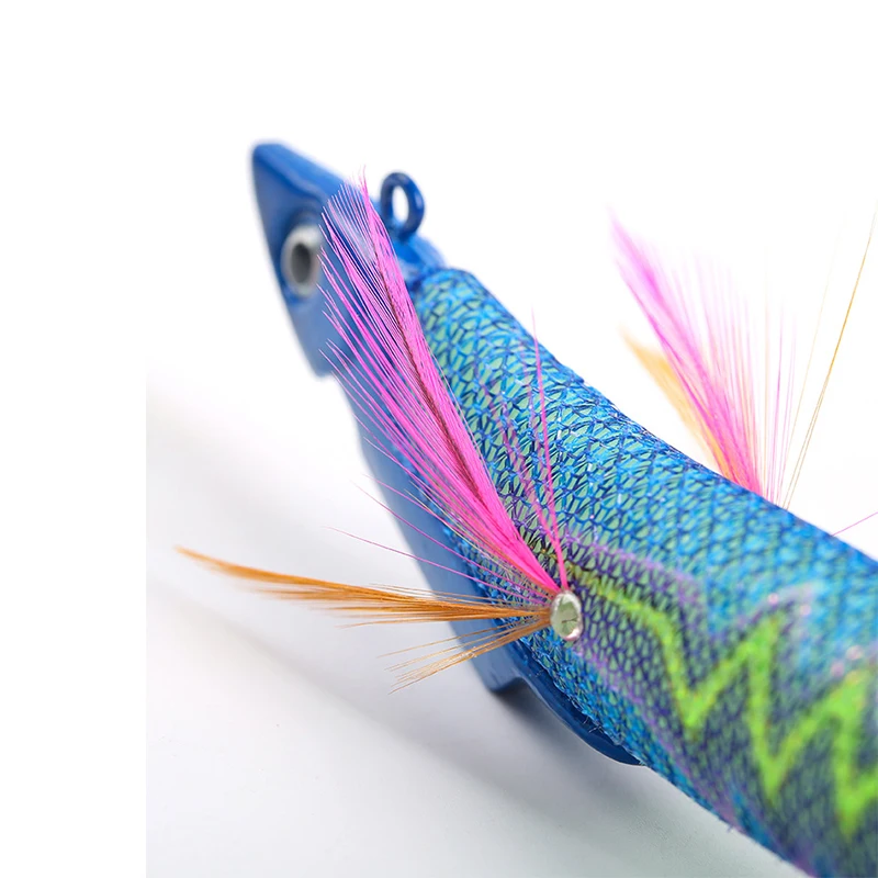 KEWOTE 13cm 42g 5 colors Artificial Wood Shrimp Squid Lure Saltwater Fishing Bait