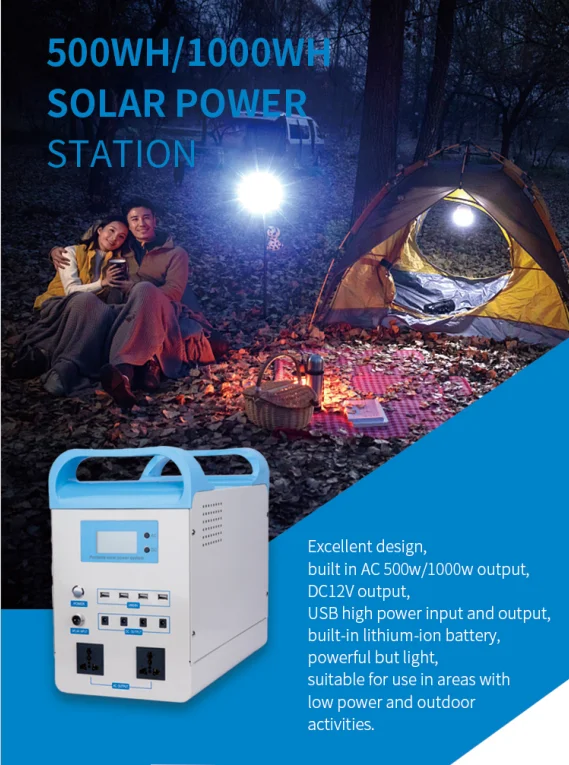 Portable 500W 1000W Easy Install 1500w solar generator carport solar energy storqge system home Energy System for camping